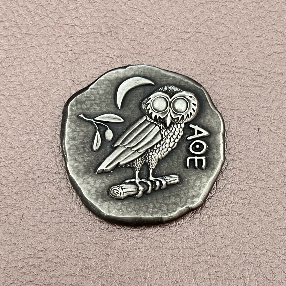 PRICE FIRM 1 Troy Ounce .999 Fine Silver Athena Owl Coin - Picture 3 of 5